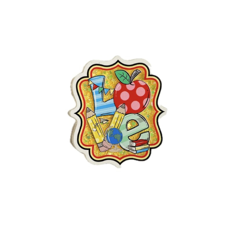 Wholesale 20PCS Teacher Acrylic Quicksand Rotatable ID Buckle